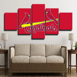 MLB Baseball Sports Team St. Louis Cardinals Red Logo 5 Piece Canvas Wall Art Painting Wallpaper Poster Picture Print Photo Decor