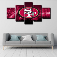 NFL Sports Team San Francisco 49ers Logo Red City 5 Piece Canvas Wall Art Painting Wallpaper Poster Picture Print Photo Decor
