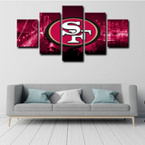 NFL Sports Team San Francisco 49ers Logo Red City 5 Piece Canvas Wall Art Painting Wallpaper Poster Picture Print Photo Decor