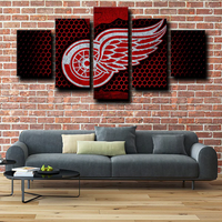 Detroit Red Wings NHL Hockey Sports Team Logo 5 Piece Canvas Wall Art Painting Wallpaper Poster Picture Print Photo Decor