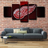 Detroit Red Wings NHL Hockey Sports Team Logo 5 Piece Canvas Wall Art Painting Wallpaper Poster Picture Print Photo Decor