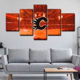 Calgary Flames NHL Hockey Sports Team Logo 5 Piece Canvas Wall Art Painting Wallpaper Poster Picture Print Photo Decor