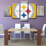 Pittsburgh Steelers NFL American Football Team Logo 5 Piece Canvas Wall Art Painting Wallpaper Poster Picture Print Photo Decor