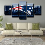 NFL Football Team New England Patriots Logo City 5 Piece Canvas Wall Art Painting Wallpaper Poster Picture Print Photo Decor