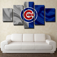MLB Chicago Cubs Logo Baseball Sports team 5 Piece Canvas Wall Art Painting Wallpaper Poster Picture Print Photo Decor