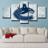 Vancouver Canucks Scratched Ice Logo NHL Hockey 5 Piece Canvas Wall Art Painting Wallpaper Poster Picture Print Photo Decor