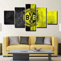 Borussia Dortmund Bundesliga Football Club Team Logo 5 Piece Canvas Wall Art Painting Wallpaper Poster Picture Print Photo Decor