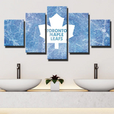 Toronto Maple Leafs NHL Hockey Scratched Ice Logo 5 Piece Canvas Wall Art Painting Wallpaper Poster Picture Print Photo Decor