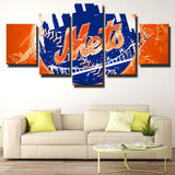 New York Mets MLB Baseball Team Graffiti Logo 5 Piece Canvas Wall Art Painting Wallpaper Poster Picture Print Photo Decor