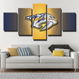 Nashville Predators NHL Hockey Team Gradient Logo 5 Piece Canvas Wall Art Painting Wallpaper Poster Picture Print Photo Decor