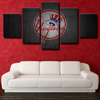 New York Yankees MLB Baseball Team Logo Dark Emblem 5 Piece Canvas Wall Art Painting Wallpaper Poster Picture Print Photo Decor