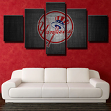 New York Yankees MLB Baseball Team Logo Dark Emblem 5 Piece Canvas Wall Art Painting Wallpaper Poster Picture Print Photo Decor