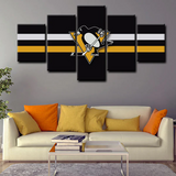 NHL Pittsburgh Penguins Hockey Sports Team Logo 5 Piece Canvas Wall Art Painting Wallpaper Poster Picture Print Photo Decor