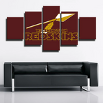 Washington Redskins NFL Football Retro Logo Red Arrow 5 Piece Canvas Wall Art Painting Wallpaper Poster Picture Print Photo Decor