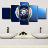 MLB Sports Team Texas Rangers Baseball Badge Logo 5 Piece Canvas Wall Art Painting Wallpaper Poster Picture Print Photo Decor