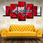 NHL Hockey Sports Team Washington Capitals Logo 5 Piece Canvas Wall Art Painting Wallpaper Poster Picture Print Photo Decor