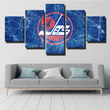 Winnipeg Jets NHL Hockey Sports Team Blue Ice Logo 5 Piece Canvas Wall Art Painting Wallpaper Poster Picture Print Photo Decor