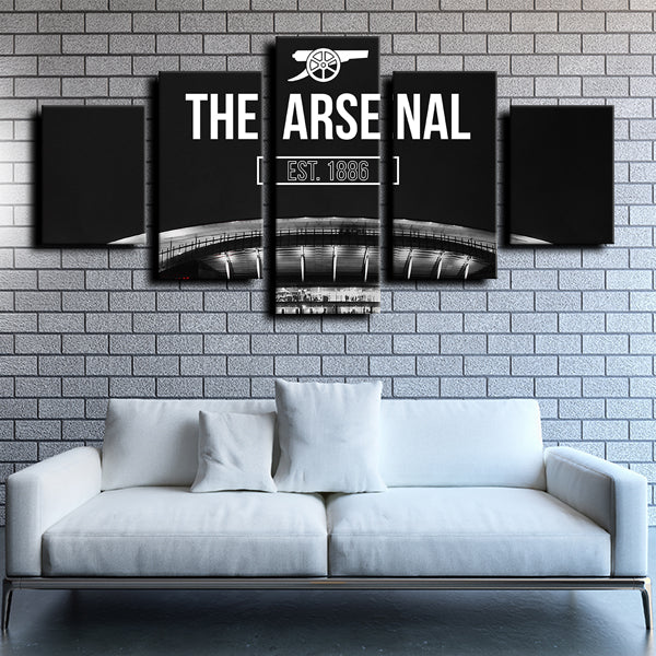 Arsenal FC Premier League Football Team Logo Crest 5 Piece Canvas Wall Art Painting Wallpaper Poster Picture Print Photo Decor