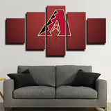 Arizona Diamondbacks MLB Baseball Sports Team Logo Red 5 Piece Canvas Wall Art Painting Wallpaper Poster Picture Print Photo Decor
