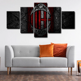 AC Milan Classic Logo Serie A Football Sports Team 5 Piece Canvas Wall Art Painting Wallpaper Poster Picture Print Photo Decor