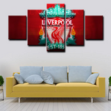 Liverpool FC Logo Premier League Football Club 5 Piece Canvas Wall Art Painting Wallpaper Poster Picture Print Photo Decor