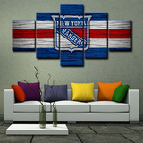 New York Rangers NHL Hockey Sports Team Logo 5 Piece Canvas Wall Art Painting Wallpaper Poster Picture Print Photo Decor