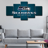 NFL Football Sports Team Seattle Seahawks Logo 5 Piece Canvas Wall Art Painting Wallpaper Poster Picture Print Photo Decor