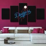 Los Angeles Dodgers MLB Baseball Sports Team Logo 5 Piece Canvas Wall Art Painting Wallpaper Poster Picture Print Photo Decor