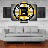 NHL Hockey Sports Boston Bruins Gray City Logo 5 Piece Canvas Wall Art Painting Wallpaper Poster Picture Print Photo Decor