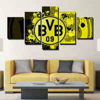 Borussia Dortmund Football Club Soccer Team Logo 5 Piece Canvas Wall Art Painting Wallpaper Poster Picture Print Photo Decor