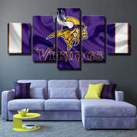NFL Football Team Minnesota Vikings Logo Purple Silk 5 Piece Canvas Wall Art Painting Wallpaper Poster Picture Print Photo Decor