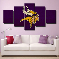 NFL Football Team Minnesota Vikings Purple Logo 5 Piece Canvas Wall Art Painting Wallpaper Poster Picture Print Photo Decor