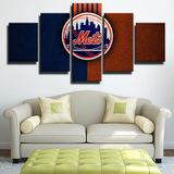 New York Mets Logo MLB Baseball Sports Team 5 Piece Canvas Wall Art Painting Wallpaper Poster Picture Print Photo Decor