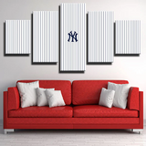 New York Yankees MLB Baseball Team Stripe Logo 5 Piece Canvas Wall Art Painting Wallpaper Poster Picture Print Photo Decor