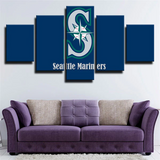 Seattle Mariners MLB Baseball Sports Team Logo 5 Piece Canvas Wall Art Painting Wallpaper Poster Picture Print Photo Decor