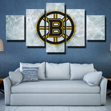 NHL Hockey Boston Bruins Cracking Ice Logo 5 Piece Canvas Wall Art Painting Wallpaper Poster Picture Print Photo Decor