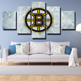 NHL Hockey Boston Bruins Cracking Ice Logo 5 Piece Canvas Wall Art Painting Wallpaper Poster Picture Print Photo Decor