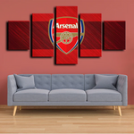 Arsenal FC Premier League Football Team Logo Red 5 Piece Canvas Wall Art Painting Wallpaper Poster Picture Print Photo Decor