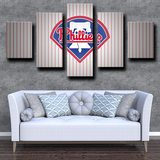 MLB Baseball Team Philadelphia Phillies Stripe Logo 5 Piece Canvas Wall Art Painting Wallpaper Poster Picture Print Photo Decor