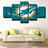Miami Dolphins Blue Logo NFL American Football 5 Piece Canvas Wall Art Painting Wallpaper Poster Picture Print Photo Decor