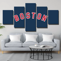 MLB Baseball Boston Red Sox Sports Team Logo Blue 5 Piece Canvas Wall Art Painting Wallpaper Poster Picture Print Photo Decor