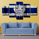 Toronto Maple Leafs NHL Hockey Dirty Stripes Logo 5 Piece Canvas Wall Art Painting Wallpaper Poster Picture Print Photo Decor