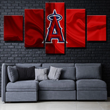 MLB Baseball Sports Los Angeles Angels Team Logo 5 Piece Canvas Wall Art Painting Wallpaper Poster Picture Print Photo Decor