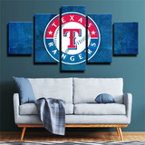 Texas Rangers MLB Baseball Team Blue Logo 5 Piece Canvas Wall Art Painting Wallpaper Poster Picture Print Photo Decor