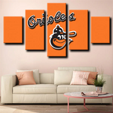 MLB Baseball Team Baltimore Orioles Orange Logo 5 Piece Canvas Wall Art Painting Wallpaper Poster Picture Print Photo Decor