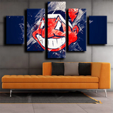MLB Cleveland Indians Baseball Sports Team Logo 5 Piece Canvas Wall Art Painting Wallpaper Poster Picture Print Photo Decor