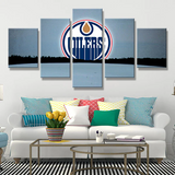 Edmonton Oilers NHL Hockey Sports Team Moon Logo 5 Piece Canvas Wall Art Painting Wallpaper Poster Picture Print Photo Decor