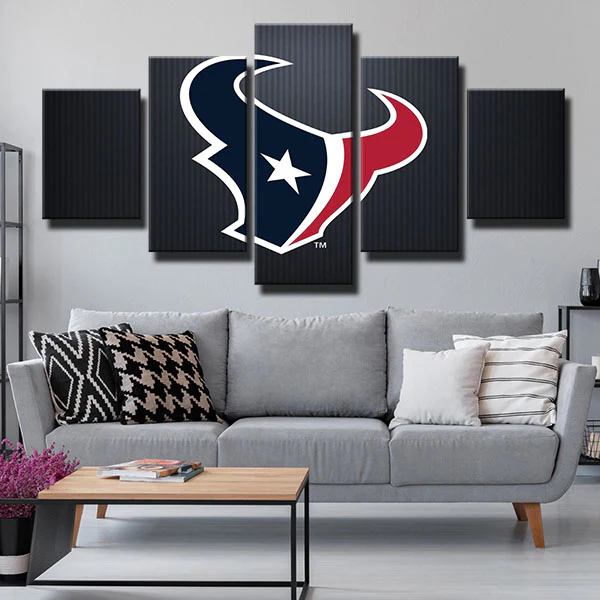 Houston Texans NFL Football Sports Team Logo stripe 5 Piece Canvas Wal ...