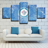 Winnipeg Jets NHL Hockey Team Scratched Ice Logo 5 Piece Canvas Wall Art Painting Wallpaper Poster Picture Print Photo Decor