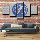 Tampa Bay Lightning Logo NHL Hockey Sports Team 5 Piece Canvas Wall Art Painting Wallpaper Poster Picture Print Photo Decor